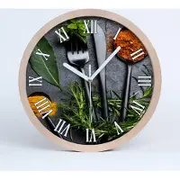 Tulup Holzuhr 30fi cm wanduhr - weiße Spitzen - Besteck und Gewürze