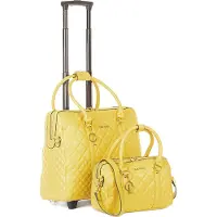 Olivia Lauren Luxus Damen Schulter Gurt Laptop Akten Rollen Trolley + Handtasche Gelb Bowatex
