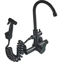 OEM Küchenarmatur, Wandmontage, 360-Grad-Drehung, Schwarz, Schwarz