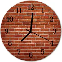 Tulup Glasuhr Wanduhr Küchenuhr Echt-Glas 30fi cm Ziegel Mauer rot