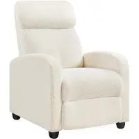 Yaheetech Relaxsessel mit verstellbarer Rückenlehne, Loungesessel Fernsehsessel mit Fußstütze, Boucle-Gewebe, Elfenbein