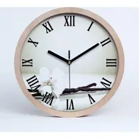 Tulup Holzuhr 30fi cm wanduhr - schwarze Spitzen - Vanilleschote