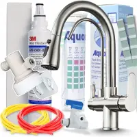 ARI Nordic 3-Wege Küchenarmatur INOX Gebürstet mit 3M AP2-C405-SG Trinkwasserfilter Untertisch Wasserfiltersystem