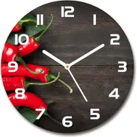 Tulup Wanduhr aus Glas 30fi Glasbild Glasuhr Gehärtetes Glas - weisse-zeiger - Chilli peppers