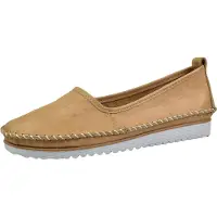 Andrea conti Damen Slipper Leder zeitlos sportlich mit Keilabsatz 0021713, Größe:41 EU, Farbe:Braun