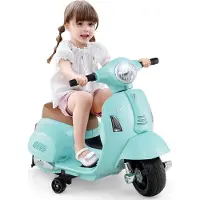 Costway Kinder Motorrad Elektrisch, Vespa 6V Motorrad mit LED-Scheinwerfer&Hupe, 2-2,5 km/h Elektro Kindermotorrad für Kinder 18-36 Monaten Grün