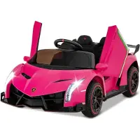 Costway Lamborghini Elektroauto für Kinder, Kinderfahrzeug mit 2,4-G Fernbedienung & LED Scheinwerfer & Hupe & Musik, Elektrofahrzeug 3-6 km/, Kinderauto Elektro für Kinder ab 3 Jahre (Rosa)