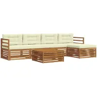 vidaXL Outdoor-Sofagarnitur 6 stk. Natur und Creme