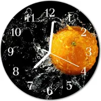 Tulup Glasuhr Wanduhr Küchenuhr Echt-Glas 30fi cm Orange orange