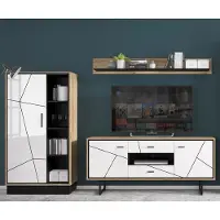 Lomadox TV Wand Set BRISTOL-129 in Catania Eiche Nb. mit schwarz und weiß Hochglanz, B/H/T: ca. 267,5/190/40 cm