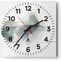 ARTTOR Wanduhr - Quadrat - Glasuhr - Aquarell Flecken Gold - 40x40cm - Schleichendes Uhrwerk - Lautlos - zum Aufhängen bereit - Dekoration Modern - Wanddekoration aus Glas - C4AC40x40-4830