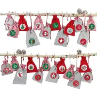 Papierdrachen Adventskalender Stoffsäckchen zum Basteln & Befüllen Rot-Grün