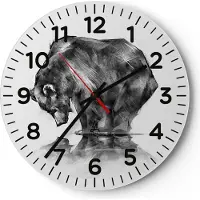 ARTTOR Wanduhr - Rund - Glasuhr - Bär Tier - 30x30cm - Schleichendes Uhrwerk - Lautlos - zum Aufhängen bereit - Dekoration Modern - Wanddekoration aus Glas - C4AR30x30-3921