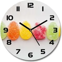 Tulup Wanduhr aus Glas 30fi Glasbild Glasuhr Gehärtetes Glas - schwarze-zeiger - Colored jelly beans