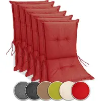 Sunnypillow 6 Stück Gartenstuhlauflagen Niedriglehner 100 x 50 x 9 cm Auflage Polsterauflagen Indoor / Outdoor Stuhlauflage Stuhlkissen Rot