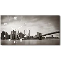 Tulup Wanduhr aus Glas – 60x30 cm - Glasbild - Glasuhr - Gehärtetes Glas - weisse-zeiger - Manhattan New York
