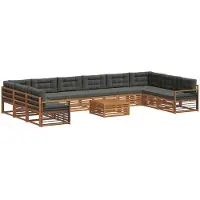vidaXL Sofagarnituren 11 stk. Natur und Anthrazit Massivholz Akazie