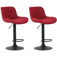 CLP 2er Set Barhocker Lentini Stoff schwarz rot