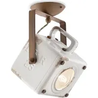 Licht-Erlebnisse Spot Lampe Keramik Metall E27 verstellbar Braun antik Weiß antik eckig Vintage Keramiklampe
