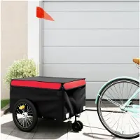 Markenlos Fahrradanhänger in Schwarz und Rot, 45 kg, Eisen, Sportartikel, Outdoor-Aktivitäten, Radsport, Fahrradzubehör, 8,9 kg