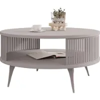 Mirjan 24 Couchtisch Roenni Cashmere, Wohnzimmer Kaffeetisch, Beine und Seiten aus Stahl (Farbe: Cashmere / Cashmere)