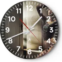 ARTTOR Wanduhr - Rund - Glasuhr - Schönheit Club Kosmetik Disco - 30x30cm - Schleichendes Uhrwerk - Lautlos - zum Aufhängen bereit - Dekoration Modern - Wanddekoration aus Glas - C4AR30x30-2141