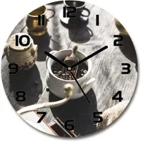 Tulup Wanduhr aus Glas 30fi Glasbild Glasuhr Gehärtetes Glas - schwarze-zeiger - Coffee grinder