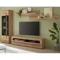 Furn.Design Wohnwand "Design-D" in Evoke Eiche Wohnkombination Set 4-teilig 240 cm, mit Soft-Close und inklusive Beleuchtung