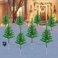 Fiqops Faziango 2x Solar Weihnachtsbaum Bodeneinstecklicht 1-zu-4 4W 8 Leuchtmodi