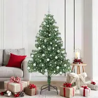 vidaXL "Schlussverkauf" Weihnachtsbaum(1 pc) - Kunstbaum/Tannenbaum - mit 300 LEDs mit Ständer Grün 180 cm PVC C7656
