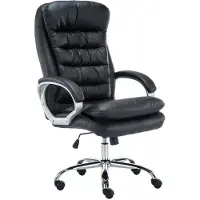 In And OutdoorMatch Bürostuhl Jermaine - Schwarz - Auf Rollen - Kunstleder - Für Erwachsene - Ergonomischer Bürostuhl - Höhenverstellbar 45-52cm