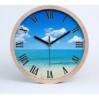Tulup Holzuhr 30fi cm wanduhr - schwarze Spitzen - Paradies-Strand