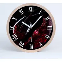 Tulup Holzuhr 30fi cm wanduhr - weiße Spitzen - Rotwein