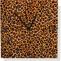 Wallario Design Wanduhr Leopardenmuster in orange schwarz aus Aluverbund, Größe 30 x 30 cm