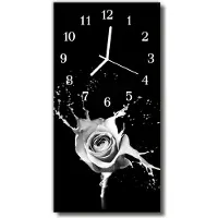 Tulup Glasuhr Wanduhr Küchenuhr Echt-Glas 30x60 Rose Schwarz