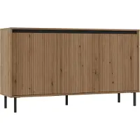 Masseno Kommode OSTIA 149 cm Sideboard mit 3 Türen für Wohnzimmer Schlafzimmer Modern 149x40x85 cm Goldfarben / Goldfarben