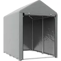 Outsunny Outdoor-Motorradgarage, UV-Aufbewahrungszelt mit Reißverschlusseingang, Garagenzelt für Fahrräder und Werkzeuge aus verzinktem Metall und PE-Gewebe, 120 x 179 x 165 cm, Hellgrau