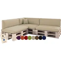 Sunnypillow Palettenkissen für Palettenmöbel - 8er Set - Palettenauflage für Palettensofa für Haus Garten - Palettenpolster mit abnehmbarem Bezug für Europaletten - Rückenkissen & Sitzkissen Cremefarben