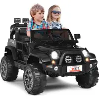 Goplus 2-Sitz Kinder Elektroauto, 12V Batteriebetriebener Elektro-LKW mit Fernbedienung, LED-Lichte, Musik, Stoßdämpfungfederaufhängung, Geschwindigkeit Verstellbar
