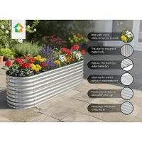 Prestige Home Living Outdoor Hochbeet Stahl Oval M 240 x 80 x 80 Silber