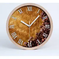 Tulup Holzuhr 25fi cm wanduhr - weiße Spitzen - Kaffeebohnen