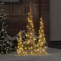 vidaXL "Schlussverkauf" Weihnachtsbaum - Tannenbaum - Kunstbaum moderne - mit 90 LEDs 3 Stück Warmweiß 20x20x80 cm PET C13044