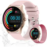 Valdus Damen's IP67 Wasserdicht Fitness-Tracker 1.39 Zoll Smartwatch mit SPO2 Herzfrequenz Schrittzähler & Blutdrucksensor 15 Sportmodi GPS
