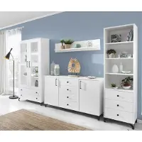 Lomadox Wohnzimmer Set modern inkl. Vitrinenschrank mit Beleuchtung BEND-133, 4-teilig