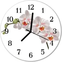 Tulup Glasuhr Wanduhr Küchenuhr Echt-Glas 30fi cm Orchidee weiß