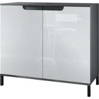 Vladon Kommode Sylt V3, Moderner Küchenschrank mit 2 großen Türen Anthrazit matt / Weiß Hochglanz (92,5 x 83.5 x 35)