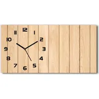 Tulup Wanduhr aus Glas – 60x30 cm - Glasbild - Glasuhr - Gehärtetes Glas - schwarze-zeiger - Holzuntergrund