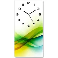 Tulup Wanduhr aus Glas – 30x60 cm - Glasbild - Glasuhr - Gehärtetes Glas -Wellen Abstraktion