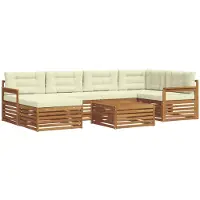 vidaXL Outdoor-Sofagarnitur 7 Stk. Natur und Creme