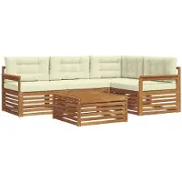 vidaXL Outdoor-Sofagarnitur 5 stk. Natur und Creme